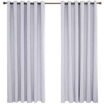 Deconovo Super Soft Thermal Insulated Eyelet Room Darkening Curtains 90 x 90 Inch Silver Grey