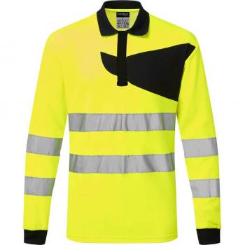 Portwest PW2 Bright Yellow/Black Hi-Vis Long Sleeve Polo – 4XL