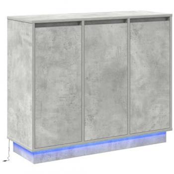 Concrete Grey Engineered Wood Sideboard w/ LED, 90×32×75 cm