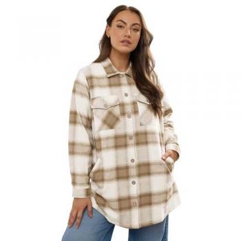 Natural Pattern Long‑Sleeve Shacket for Women