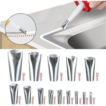 Stainless Steel Caulk Finisher – 14‑Piece Glue Remover Scraper with Caulk Nozzle