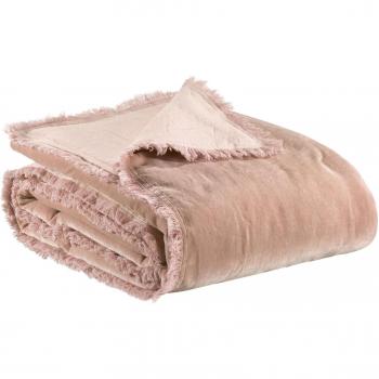 Plaid uni en coton pink Vivaraise 135 x 200