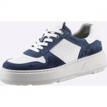 Baskets en cuir de bœuf nappa et velours bleu-blanc 37
