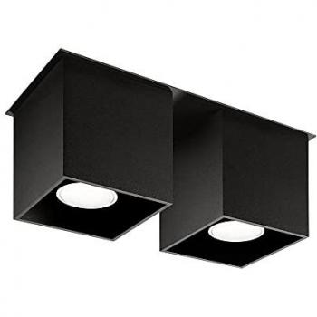 Faretti cucina moderni 2 fiamme GU10 alluminio nero 26x11 cm