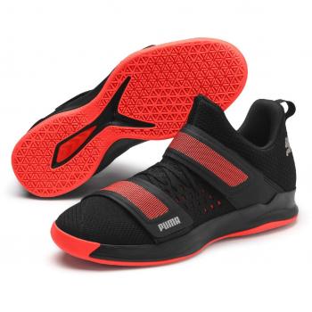 PUMA Unisex-Erwachsene Rise Xt Netfit 1 Futsalschuhe, Schwarz (Puma Black-Silver-Nrgy Red 01), 46.5 EU (11.5 UK)