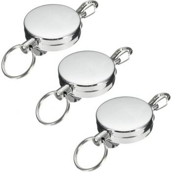 Durable Silver Retractable Keyring Trio