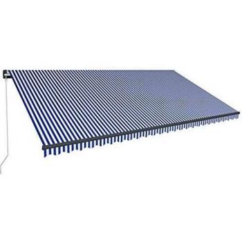 VidaXL Retractable Awning with LED 600x300 cm Blue and White