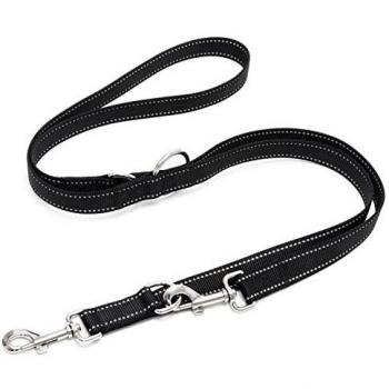 Happilax 2 m Hundeleine – Schwarz, reflektierend, 3‑stufig verstellbar