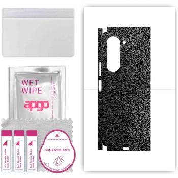Protector de Vinilo para Samsung Galaxy Z Fold 5, Sticker de Piel Completo con Patrón de Cuero Negro