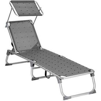 SONGMICS Chaise Longue, Bain de Soleil, Transat de Relaxation, avec dossiers et Parasol inclinables, Pliable, léger, 55 x 193 x 31 cm, Charge 150 kg, pour Jardin, Motif Oiseaux, Gris foncé GCB19BG