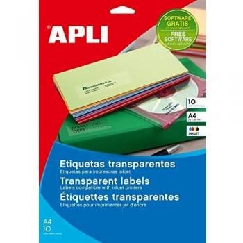 Etiquetas Autoadesivas 70x37mm Transparente Apli 10 Folhas