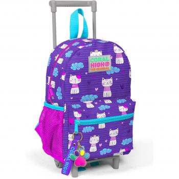 Small Nest Cat Pattern Backpack in Purple and Pink