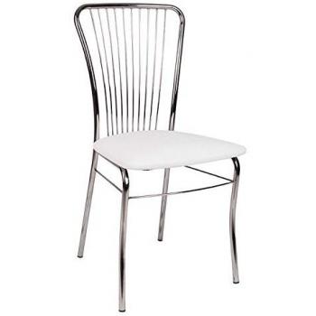 Silla de sala de estar en cuero ecológico blanca, 54x45h93 cm