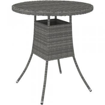 Tavolo da Giardino Polyrattan Grigio 70x70x73 cm