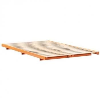 Cadre de chambre surélevé marron ciré, 140 x 190 cm – Design Japandi