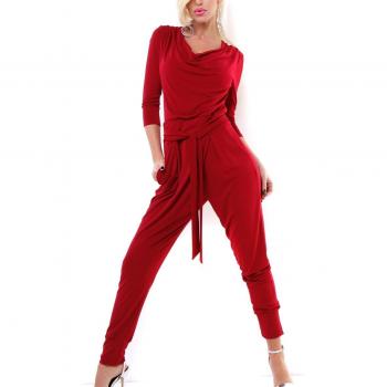 Luxus-Maxijumpsuit im Wasserfall-Stil mit festlichem Bindegürtel