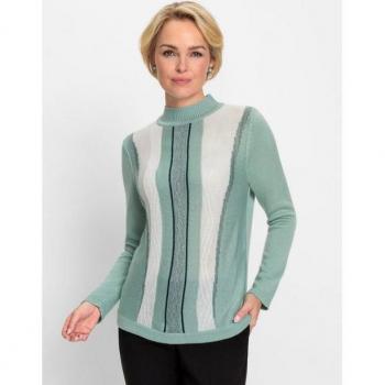 Gemusterter Stehkragenpullover in Mehrfarbig – Klassik
