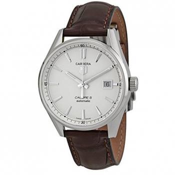 Carrera Silber‑Lederschnellzeitmesser für Herren – WAR211BFC6181