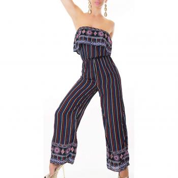 Maxi-Jumpsuit „Streifen” im Bandeau‑Design – M