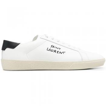 Saint Laurent Male White Court Embroidered Sneakers Size 12 US