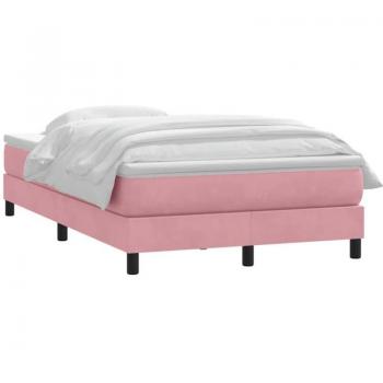 VidaXL Box Spring Letto con Materasso in Tecido Rosa 120x220 cm