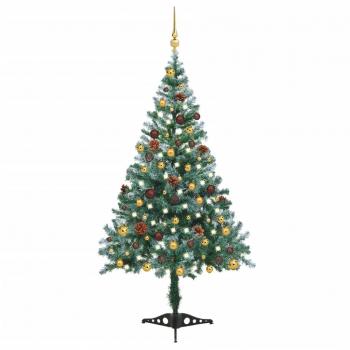 VidaXL Frosted Pre-lit Christmas Tree with Ball Set & Pinecones 59.1