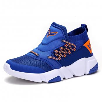 Boys Girls Mesh Sneaker Outdoor Athletic Slip on Casual Running Shoes (Big Kid-Blue-EU32)
