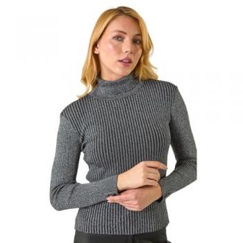 Pull Gris à Col Roulé avec Motif Rayé – Roman