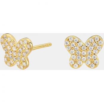 Pendientes Core de plata chapada en oro y circonitas