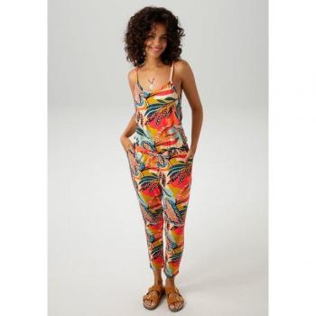 Aniston CASUAL Overall, farbenfrohes Blattdesign