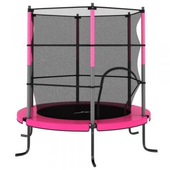 Rundes Spieltrampolin mit Sicherheitsnetz, ø 140 cm, Gesamthöhe: 160 cm, Farbe: Rosa