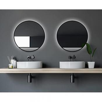 Talos Wandspiegel rund Ø 80 cm, schwarz matt, mit LED-Beleuchtung