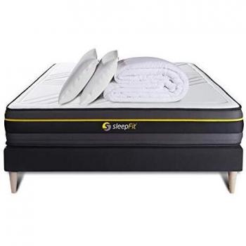 Ensemble matelas Active 140x190 avec sommier noir et accessoires