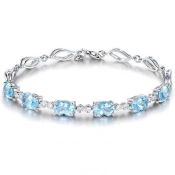 Argent Saphir Glamour – Bracelet à Breloques pour Elle