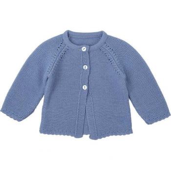 Chaqueta de bebé niño tricotosa azul vaquero con botones