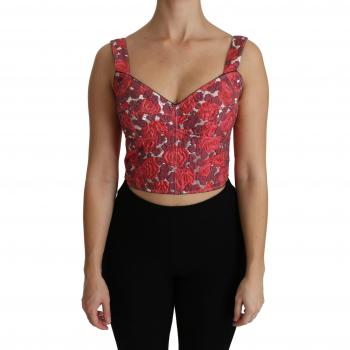 Dolce & Gabbana Pink Floral Brocade Cropped Blouse