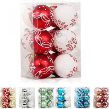 12pcs Multi-Color PVC Christmas Hanging Balls for Tree