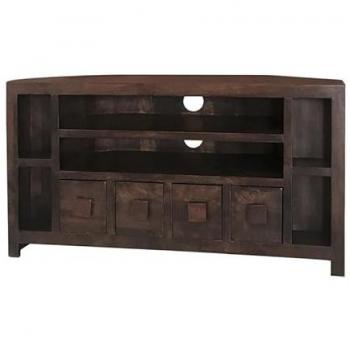 Jaipur Plus Corner TV Cabinet – Mango Wood – 43 × 104cm × 55cm – Dark Finish