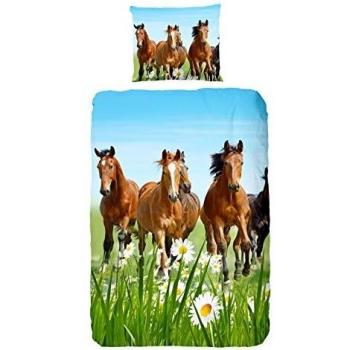 Good Morning Housse de couette 5316P HORSES 135 x 200 cm Multicolore