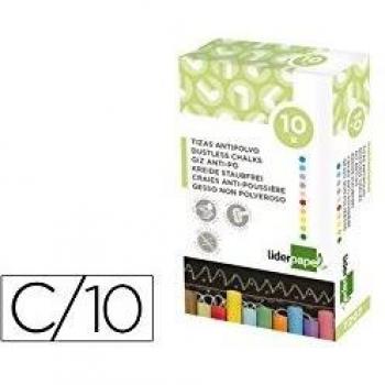 Tizas de colores antipolvo Liderpapel 10 unidades
