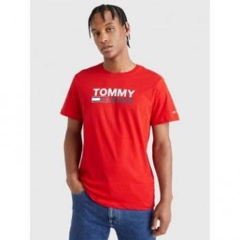 T-shirt Rouge à Logo Tommy Corp pour Homme