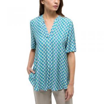 Longbluse ETERNA LOOSE FIT Gr. 42, blau (azurblau), Damen, 100% Viskose