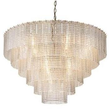Lámpara de Techo Cristal y Metal Dorado 102x102x64 Cm