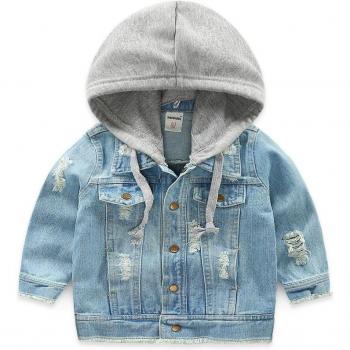 Manteau enfant à capuche denim, style casual