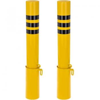 Set of 2 Steel Bollards with Underground Base