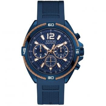 Montre Guess 45 mm or rose bleu silicone
