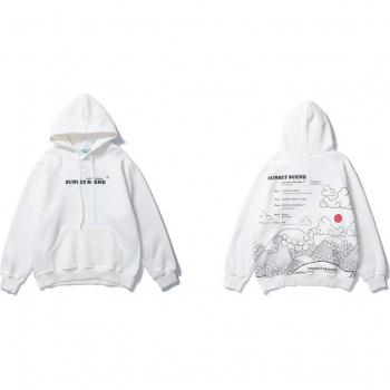 GONTHWID Harajuku Sunset Scene Casual Hoodie