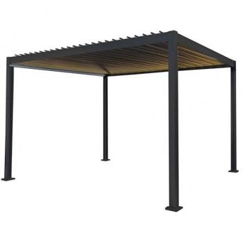 Monstershop 3m x 4m Aluminium Pergola with LED Lights in Anthracite