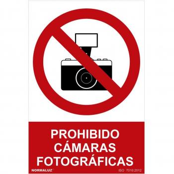 Señal de Prohibición Prohibido Cámaras Fotográficas PVC 0.7mm 30x40cm