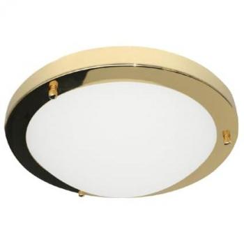 Delphi 180mm IP44 Brass LED Flush Ceiling Light with Opal Glass